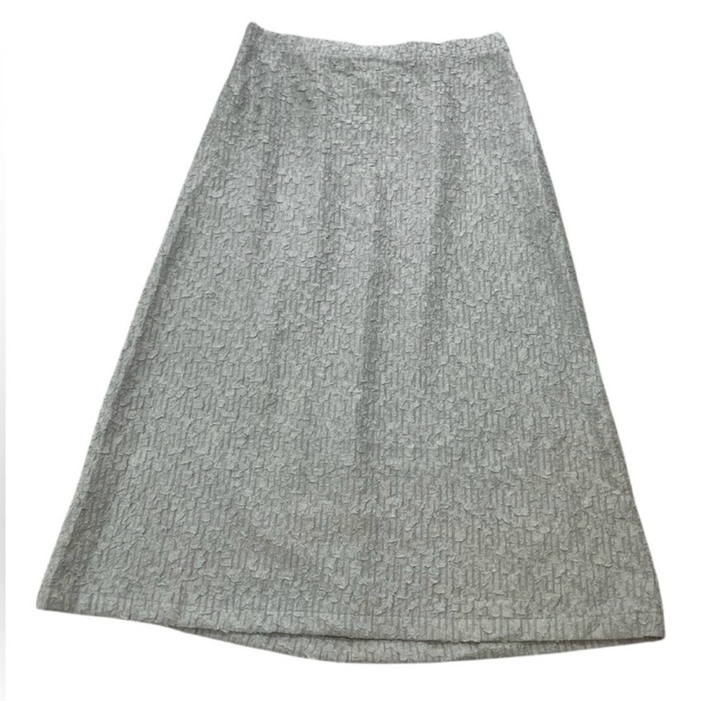 Melloday Textured Blue-Grey Midi Skirt NWT